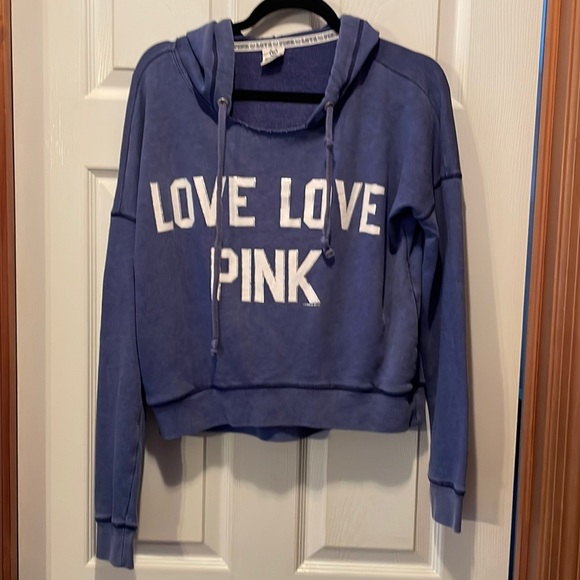 PINK Victoria's Secret Tops - Pink love hoody sweatshirt , size xtra small